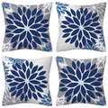 Set of four square pillow covers with blue floral mandala patterns for home decor - 45x45cm 4 Pieces/Pack / Blue Mandala Style (5887319036685)