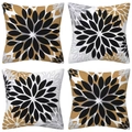 Set of four square summer ice cream floral geometric pillow covers in black and gold - 45x45cm 4 Pieces/Pack / Black Gold Mandala Style (5887319036686)