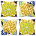 Set of four cushion covers with bold sunflower patterns in yellow and blue colors - 45x45cm 4 Pieces/Pack / Yellow Blue Mandala Style (5887319036688)