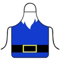 Funny Christmas Santa waterproof apron in royal blue with belt and beard graphics - Blue Santa Style