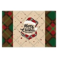 Weihnachts-Tischset mit rotem Karomuster und Merry Christmas Design für den Esstisch - 30x45cm / Weihnachtsmütze Wünsche Stil