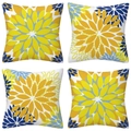 Set of four square pillow covers with yellow and blue geometric floral patterns - 45x45cm 4 Pieces/Pack / Yellow Blue Mandala Style (5887319036688)