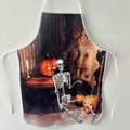 Halloween Schürze mit Totenkopf und Kürbis Digitaldruck für Horror Cosplay Kostüme - Thriller-Innenraum-Digitaldruck-Stil