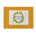 Seasonal lemon placemat with Sweet Love print and yellow gingham border for kitchen - Sweet Love Lemon Wreath (Style 12)