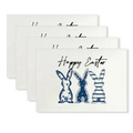 Set mit 4 Oster-Tischsets aus Leinen mit blauen Hasen und Happy Easter-Druck - Blau-weißer Cartoon-Hase (Stil-27)