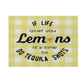 Lemon themed tequila quote placemat with yellow and white gingham check pattern - Tequila Humorous Slogan Lemon (Style 16)