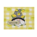 Summer lemon gnome placemat with yellow gingham pattern and welcome sign decoration - Nordic Gnome Lemon (Style 17)
