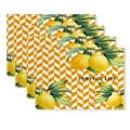 Set of 4 seasonal lemon and yellow chevron placemats with Perfect Life design - Perfect Life Lemon (Style 20)