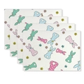 Set mit 4 Oster-Tischsets aus Leinen mit buntem Patchwork-Hasen und Blumenmuster - Collage-Stil Hase und Blumen (Stil-36)