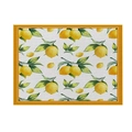 Seasonal rectangular lemon place mat with fresh greenery and rustic linen texture - Pastoral Lemon Piped Edge (Style 23)