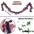 2m Purple and Black Christmas Tinsel Garland with 15cm Width and Holly Leaf Detail - Purple Leaves Gold Berries Frosted / 2 Meters
