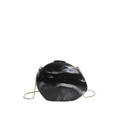 Abendtasche in Kieselform mit schwarz-weißem Marmormuster und goldener Kette - Schwarz