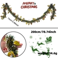 200cm Christmas garland tinsel with green leaves, red berries and white frosted tips - Length approx 2 Meters (Bulk) / Gold Leaves Red Berries Frosted