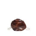 Braune Abendtasche mit Marmormuster, Acryl-Schalenform und goldener Kette - Braun