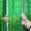 Tenda a frange laser verde scintillante con punti glitter per decorazione di feste - Tenda a Frange Laser / Seta 2.3 Ispessita / Verde