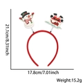 Christmas headband with snowman and santa motifs showing 21.1cm height and 17.8cm width - Snowman Santa Leg Style