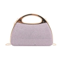 Elegant light purple evening bag with shimmering rhinestones and gold handle - Light Purple