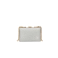 Elegant silver sequin box clutch bag with gold chain strap and metal clasp for formal events - Silver