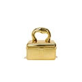 Schicke goldene Acryl-Box-Clutch mit geschwungenem Griff und langer Metall-Kettenriemen - Stil 1 Gold