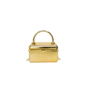 Goldene Acryl Box Tasche mit Spiegel-Finish und Griff in Bambus-Optik für Damen - Stil 2 Gold