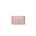 Sparkling pink glitter evening box clutch with gold chain strap for party and wedding - Pink