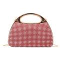 Elegant red glitter clutch bag with sparkling rhinestones and gold metal handle - Red
