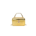 Chic gold mirror finish acrylic box bag with geometric handle and chain strap - Style 3 Gold