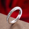 Anello con pietra natale argento con pavé di cristalli scintillanti e finitura lucida - US 6 / Pietra Natale di Aprile
