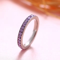 Elegant silver ring featuring channel-set purple round zircons for December birthstone - July Birthstone