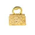 Elegant gold acrylic evening bag with cracked texture and sculptural metal handle - Gold Wave Pattern Style