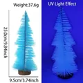 Miniature fluorescent blue sisal Christmas tree with wood base for table decoration - 25cm Fluorescent Blue Tower Tree