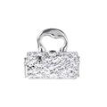 Mini silver crossbody bag with a trendy fluid metallic texture and chain strap - Silver Wave