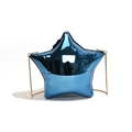 Glossy blue star-shaped evening bag with a gold chain strap in balloon style - Blue