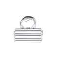 Chic metallic silver mini square crossbody bag with sleek top handle and chain strap - Silver Stripe