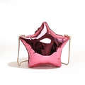 Star-shaped crossbody bag in metallic mirror pink finish with gold chain strap - Rose Red
