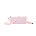 Bolso bandolera de nailon a cuadros rosa y blanco con forma cilíndrica y etiqueta FASHION - Rosa