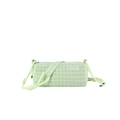 Bolso bandolera cilíndrico de nailon a cuadros verdes y blancos con correa de cuerda - Verde