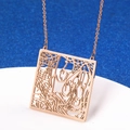 Collier à pendentif carré de Jérusalem en acier inoxydable doré 18K avec gravures - Jérusalem - Or Rose