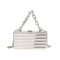 Pochette rigida argento con motivo a righe e doppie catene metalliche per occasioni - Argento a Righe Orizzontali