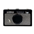 Creative camera-shaped crossbody bag with silver rhinestones and black leather accents - Black