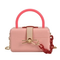 Pink acrylic jelly handbag with red thick chain and gold hardware detail - Pink