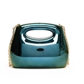 Blue acrylic evening clutch bag with mirrored finish and integrated hollow handle - Blue