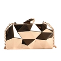 Elegant rose gold water cube clutch bag with geometric 3D facets and chain strap - Gold