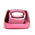 Metallic hot pink acrylic handbag with integrated handle and sleek silver chain strap - Pink