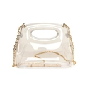 Transparent acrylic handbag with gold chain strap for elegant evening party wear - Clear