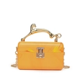 Acrylic box bag with marble texture and golden leopard handle for evening events - Orange