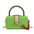 Grass green acrylic vanity box bag with a bold red chain and gold clasp closure - Light Green