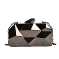 Chic black metallic geometric clutch bag with polygon facets and chain strap - Black
