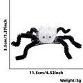 Vista dettagliata del fermaglio a ragno di peluche bianco con misure per Halloween - Taglia unica / Stile Ragno Bianco