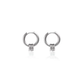 Boucles d'oreilles huggie en acier titane poli avec quatre anneaux suspendus argent - Style 05 (Unitaire) / Argent